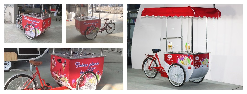 small freezer bike cart for ice cream business
